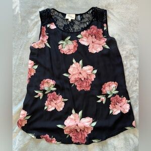 Carol Rose Black Floral Lace Top